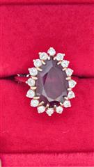 Almandine Garnet Lady's Stone Ring 14K Yellow Gold 5.43g